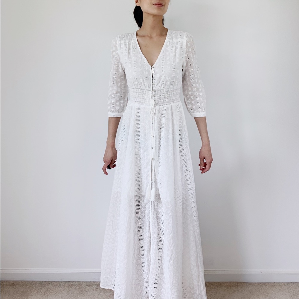 HARPER Crocheted  Maxi Dress - WHITE - Picture 4 of 8